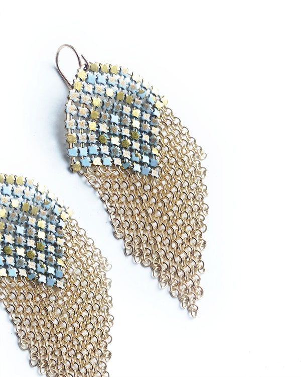 Augive Earrings - Pale Blue + Soft Gold