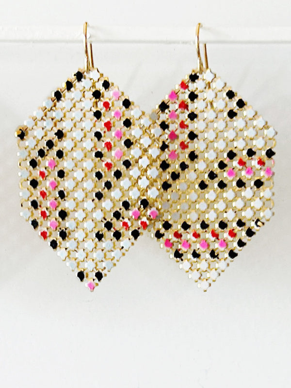 Pink Paver Antique Mesh Earrings