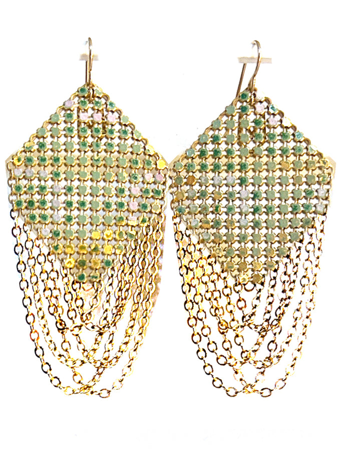 Antique Green Swagged Lantern Earrings