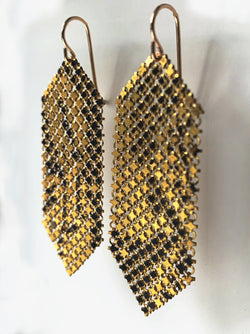 Delicate Black Gold Mesh Earrings