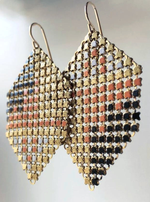 Abstract Neutral Mesh Earrings