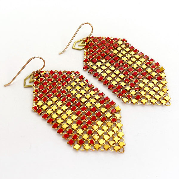 Ladybug Earrings - Rare Red Mesh