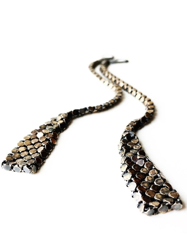 Rustic Fluted Mesh Duster Earrings